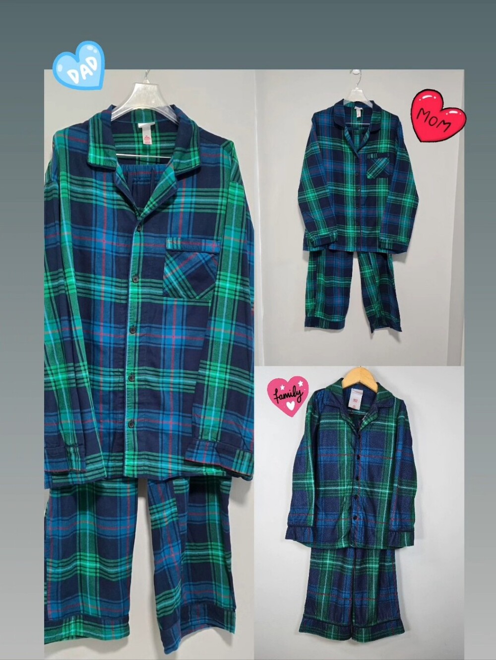 Family Blue & Green Plaid Pajama Bundle - Cozy Sleepwear Holiday